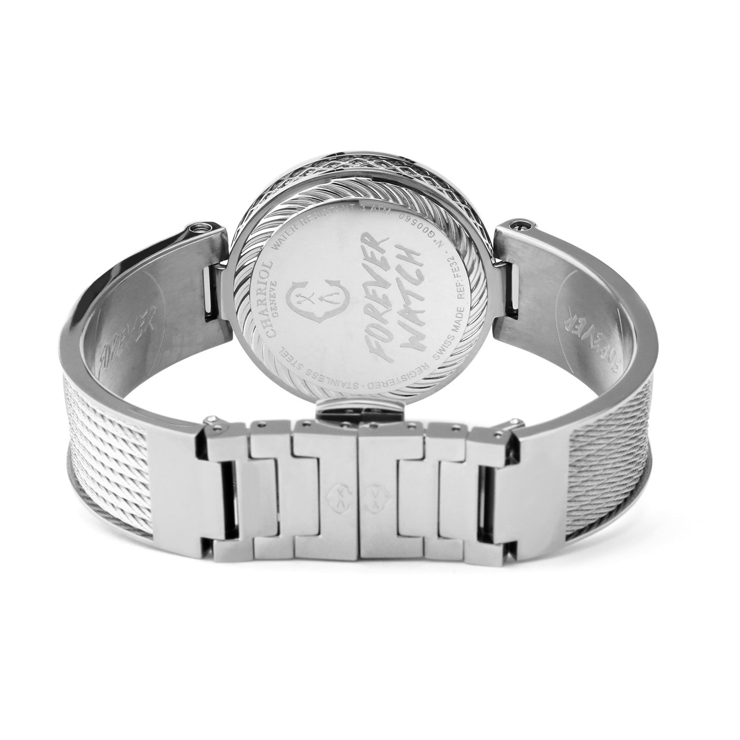 FOREVER, 32MM, KUWARTS KALIBRE, PUTING INA-NG-PERLAS NA MAY 12 SIMILIS DIAL, BAKAL BEZEL, BAKAL CABLE BRACELET - © 2024 Charriol - Panoorin