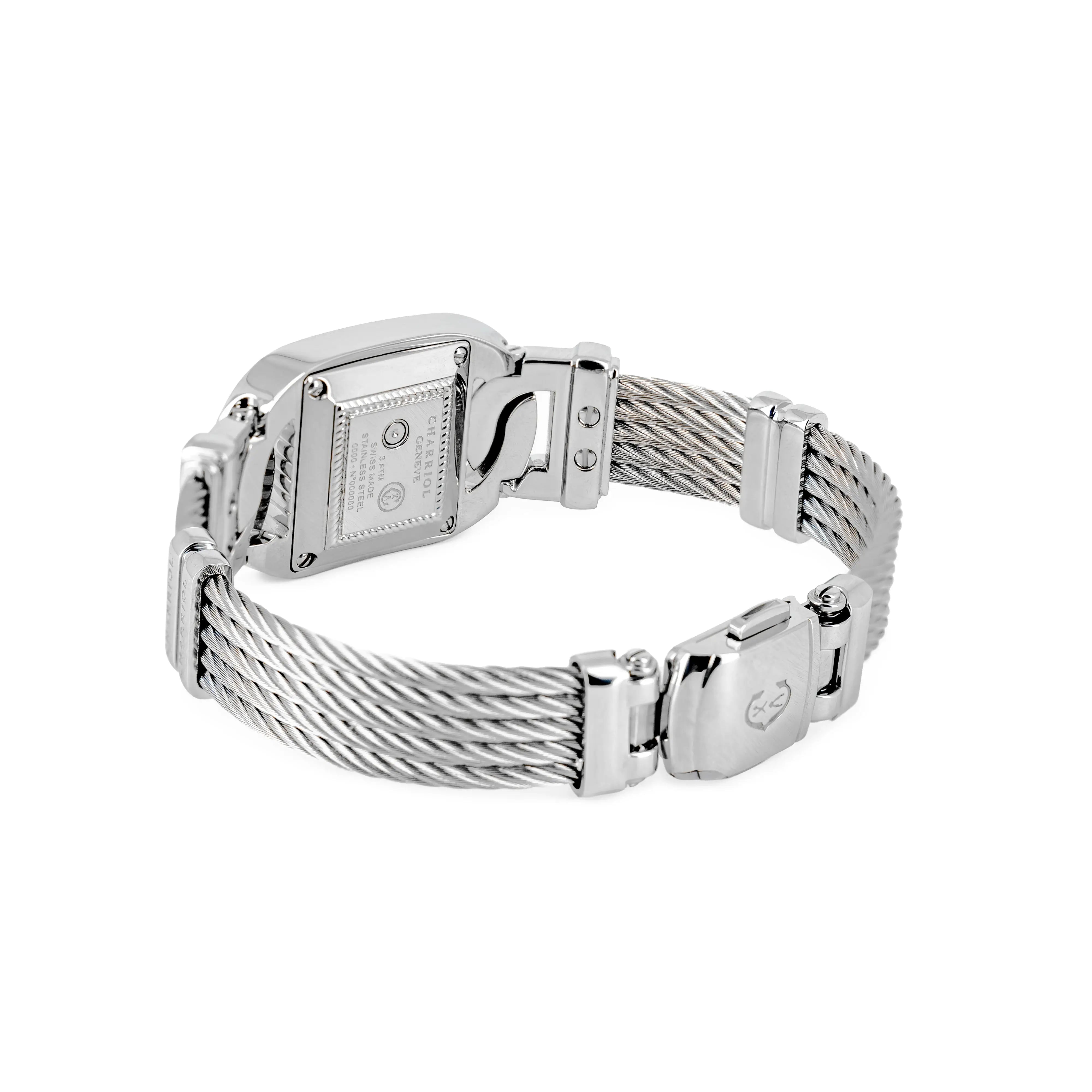 MARINER, 20MM, QUARTZ CALIBRE, STEEL CASE, BLACK MOTHER-OF-PEARL WITH 2 DIAMONDS DIAL, STEEL CABLE BRACELET - ©2025 Philippe Charriol International Ltd. - Watch