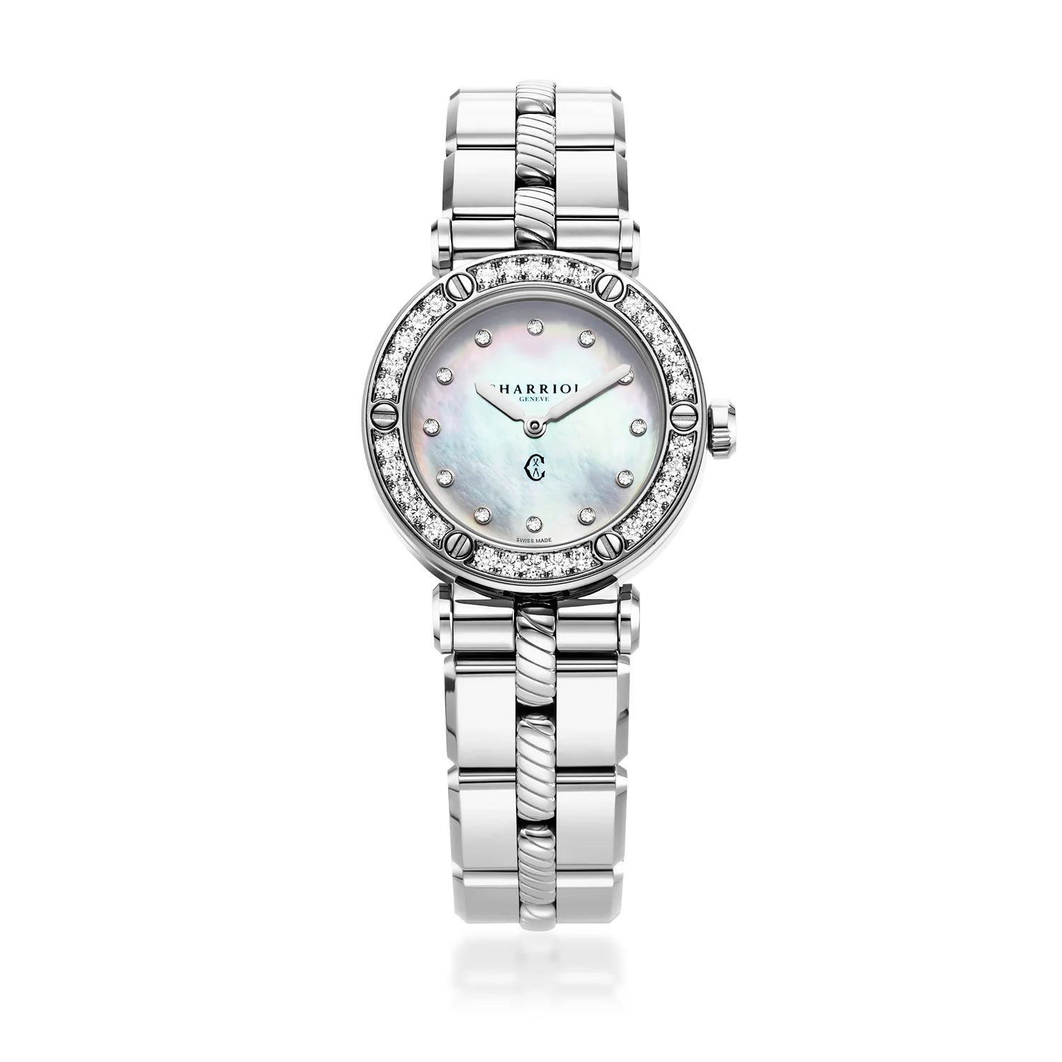 NAVIGATOR CRUISE, 28MM, INA-NG-PERLAS NA MAY 12 DIAMONDS DIAL, 30 DIAMONDS BEZEL, BAKAL MAPAGPAPALIT BRACELET - Charriol Geneve - Panoorin