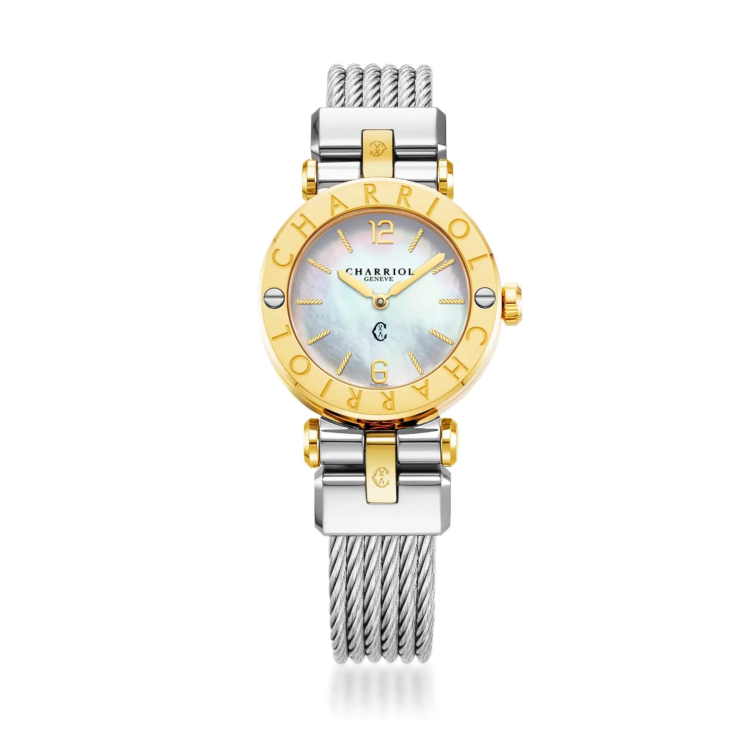 NAVIGATOR CRUISE, 28MM, QUARTZ CALIBRE, INA NG PERLAS DIAL, "CHARRIOL CHARRIOL" BEZEL, BAKAL CABLE MAPAGPAPALIT STRAP - Charriol Geneve - Panoorin