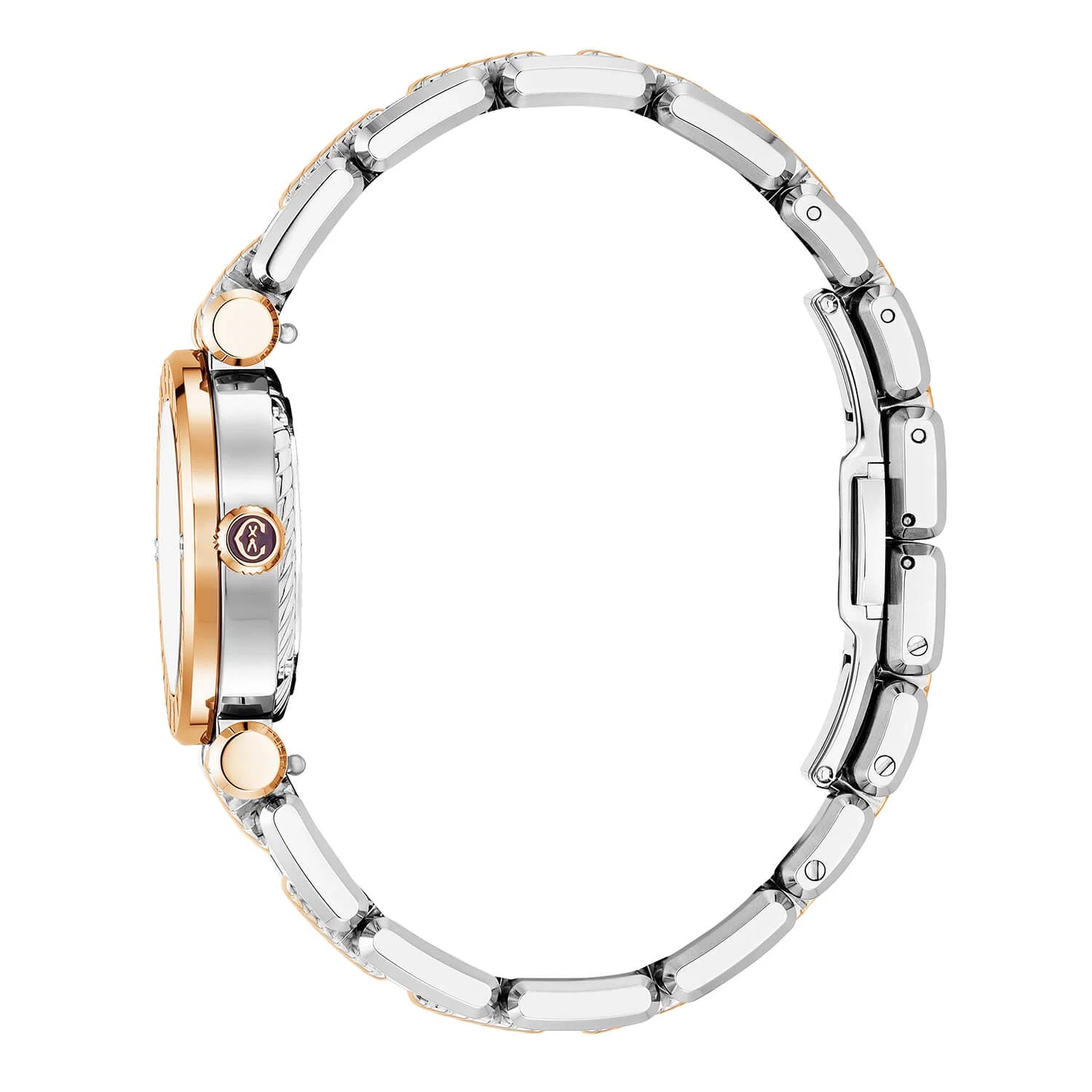 NAVIGATOR CRUISE, 28MM, QUARTZ CALIBRE, WHITE MOTHER OF PEARL WITH 12 DIAMONDS DIAL, STEEL ROSE GOLD PVD "CHARRIOL CHARRIOL" WITH 2 SCREWS BEZEL, METAL BICOLOR INTERCHANGEABLE BRACELET - © 2024 Charriol - Watch