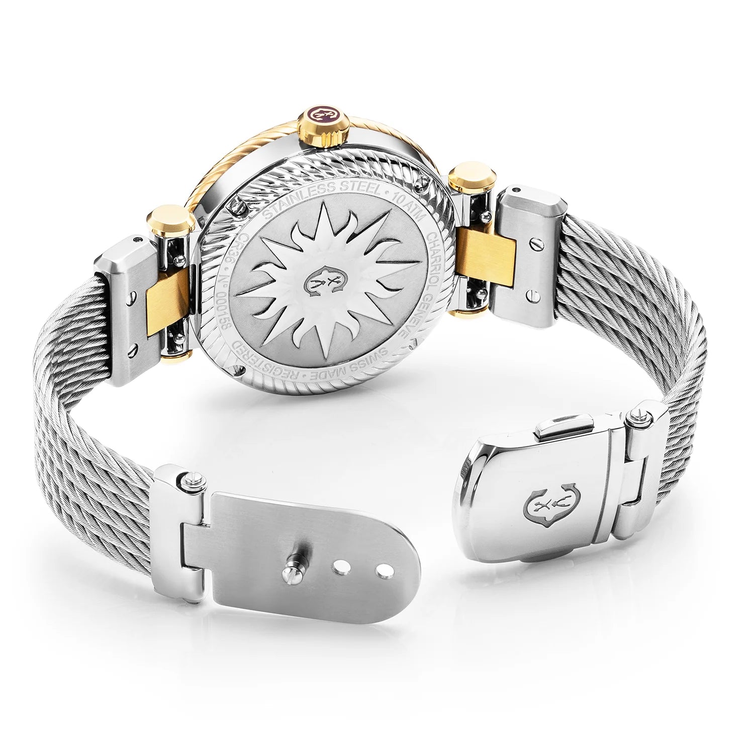 NAVIGATOR CRUISE, 36MM, QUARTZ CALIBRE, INA NG PERLAS DIAL, "CHARRIOL CHARRIOL" BEZEL, STEEL CABLE MAPAGPAPALIT BRACELET - Charriol Geneve - Panoorin