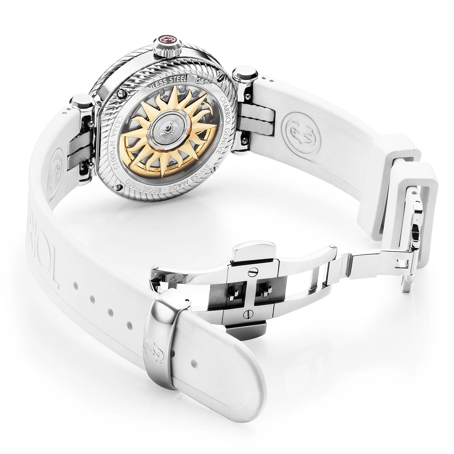 NAVIGATOR SURF, 36MM, AWTOMATIKONG KALIBRE, PUTING DIAL, PUTI BEZEL, PUTING GOMA MAPAGPAPALIT PULSERAS - Charriol Geneve - Panoorin