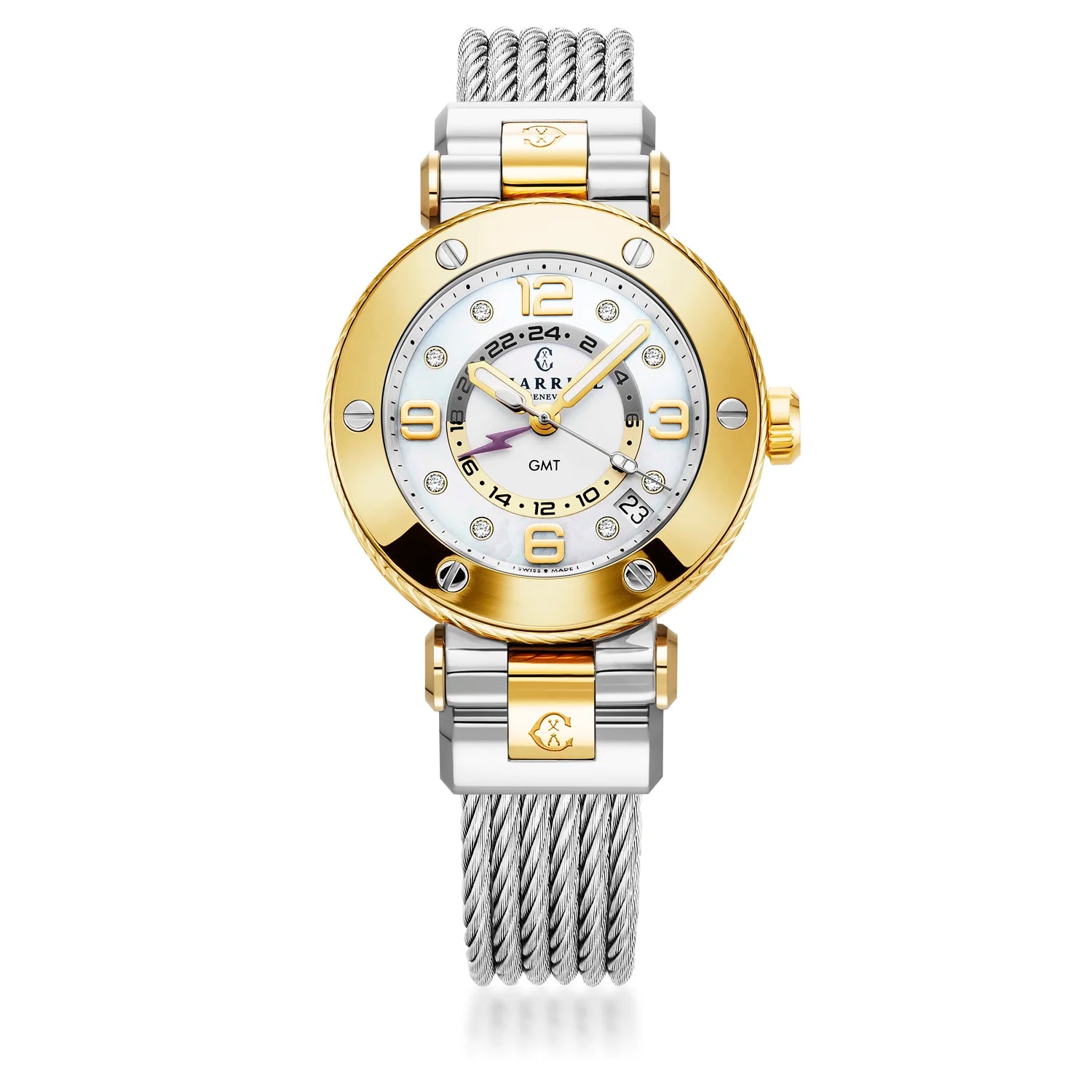 NAVIGATOR SURF GMT, 36MM, KUWARTS GMT KALIBRE, PUTING DIAL, 6 SCREWS BEZEL, BAKAL CABLE MAPAGPAPALIT PULSERAS - Charriol Geneve - Panoorin