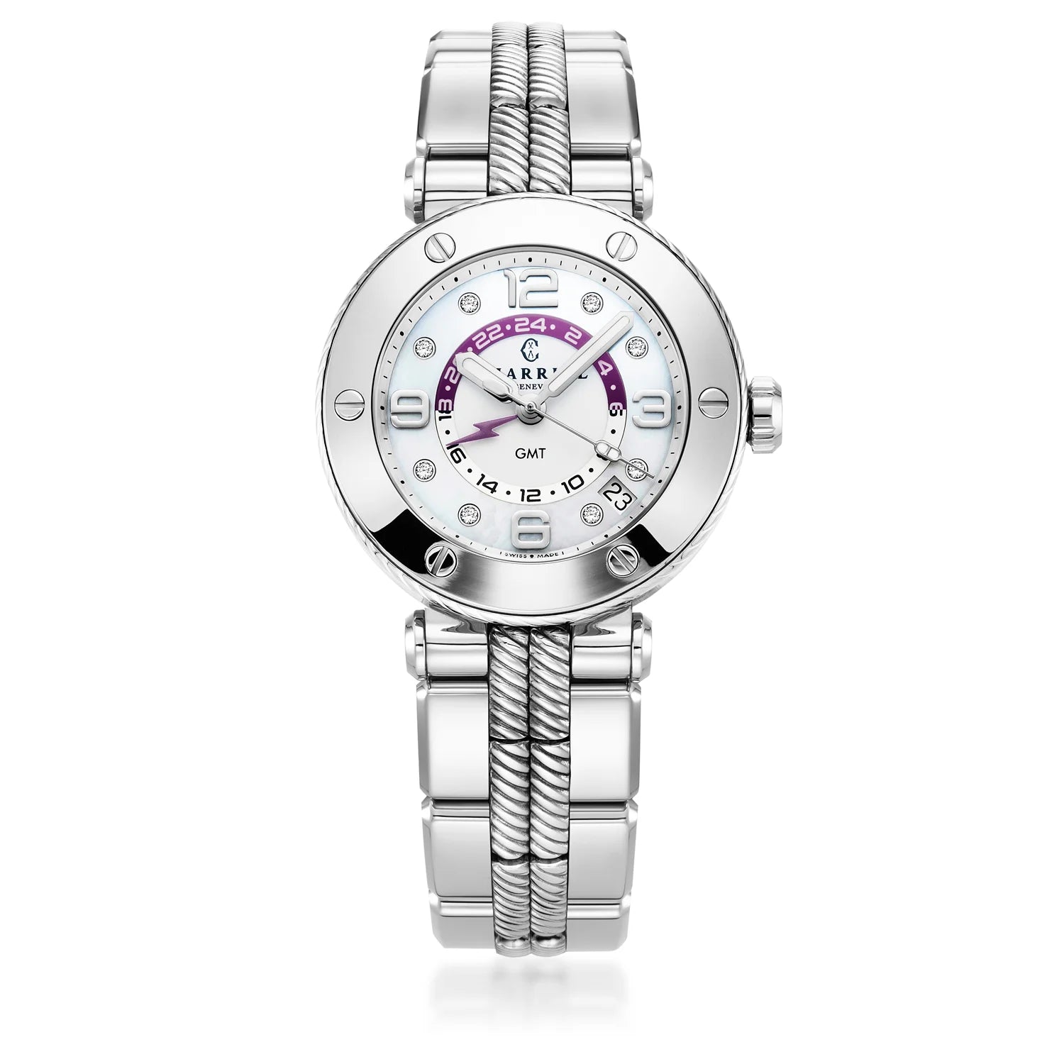 NAVIGATOR SURF GMT, 36MM, KUWARTS GMT KALIBRE, PUTING DIAL, 6 SCREWS BEZEL, BAKAL MAPAGPAPALIT PULSERAS - Charriol Geneve - Panoorin