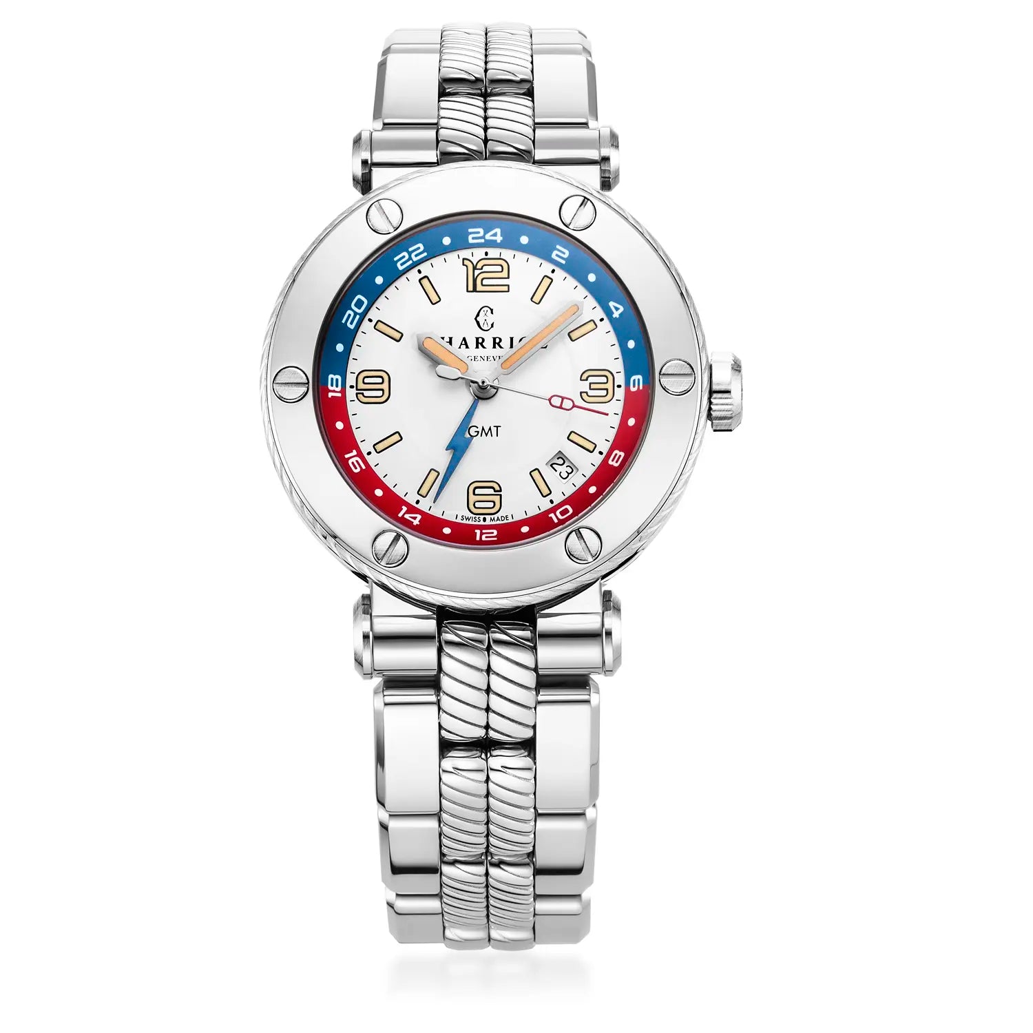 NAVIGATOR SURF GMT, 41MM, AWTOMATIKONG KALIBRE, PUTING DIAL, 6 SCREWS BEZEL, BAKAL MAPAGPAPALIT BRACELET - Charriol Geneve - Panoorin