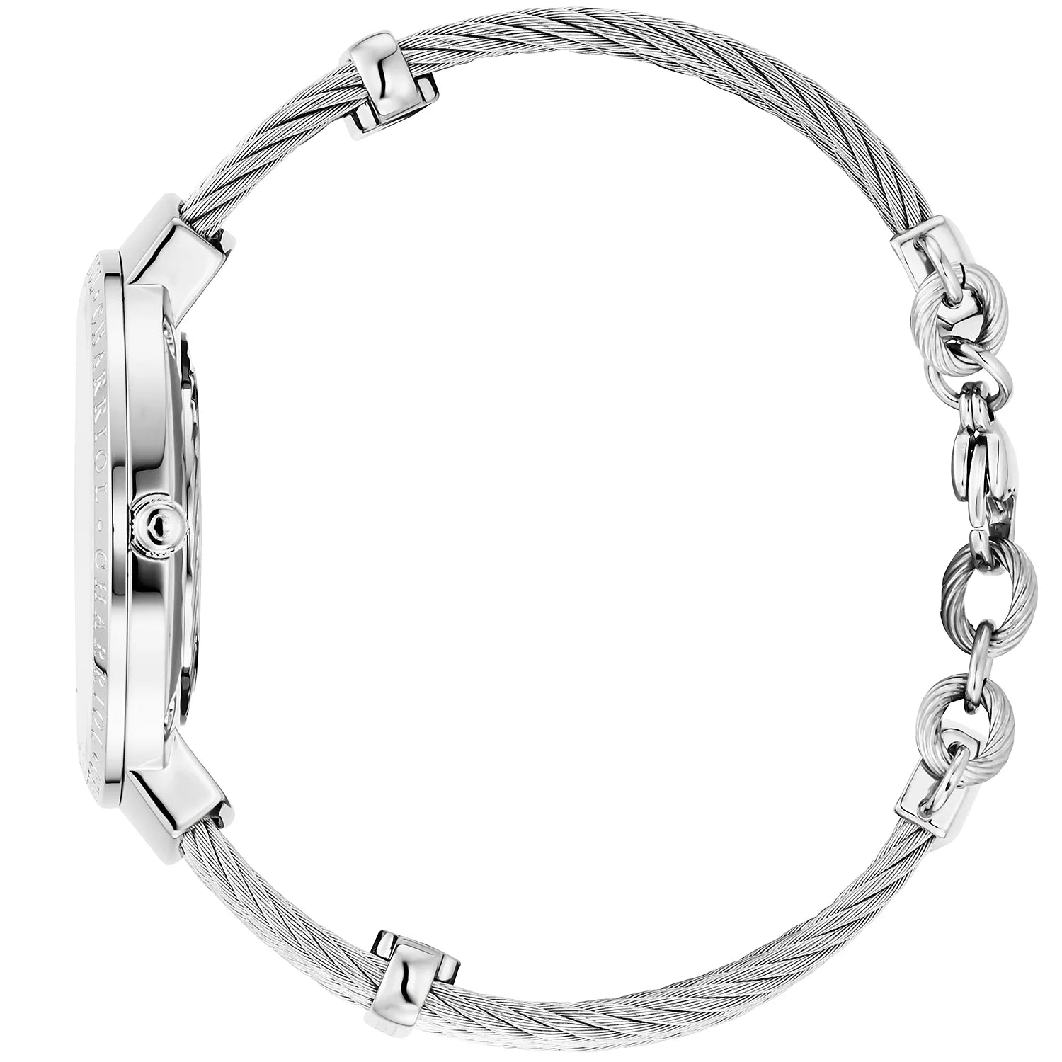 SLIM, 34MM, QUARTZ CALIBRE, INA NG PERLAS NA MAY 12 DIAMONDS DIAL, "CHARRIOL CHARRIOL" BEZEL, STEEL CABLE BRACELET - Charriol Geneve - Panoorin