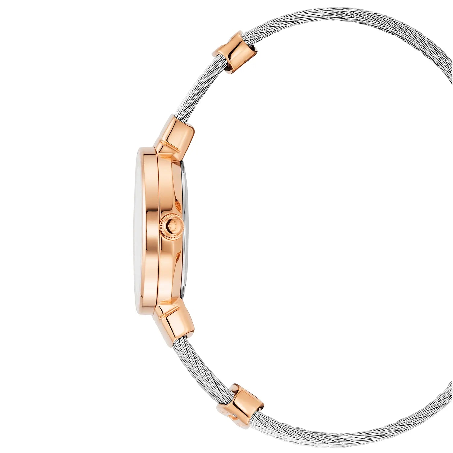 ST TROPEZ, 25MM, QUARTZ CALIBRE, MOTHER-OF-PEARL DIAL, ROSE GOLD PVD BEZEL, STEEL CABLE BRACELET - Charriol Geneve - Watch