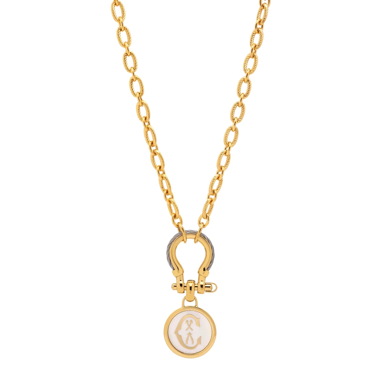 Steel_Yellow Gold na may 2 Zirconias_50cm hanggang 55cm