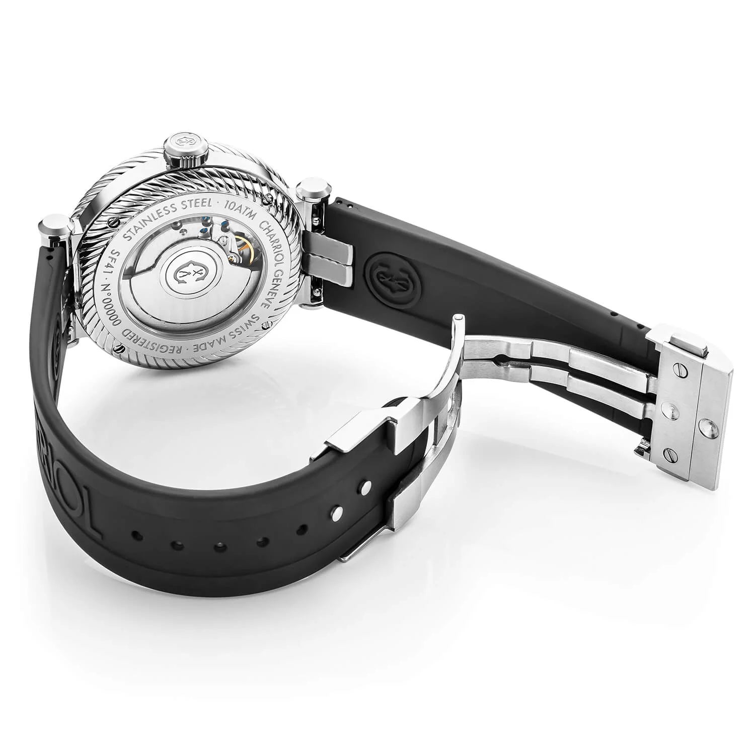 NAVIGATOR SURF, 41MM, CALIBRE AUTOMATIQUE, CADRAN LUMINOVA NOIR ET ARGENT, LUNETTE UNIDIRECTIONNELLE NOIRE ET ARGENT, BRACELET INTERCHANGEABLE EN CAOUTCHOUC NOIR
