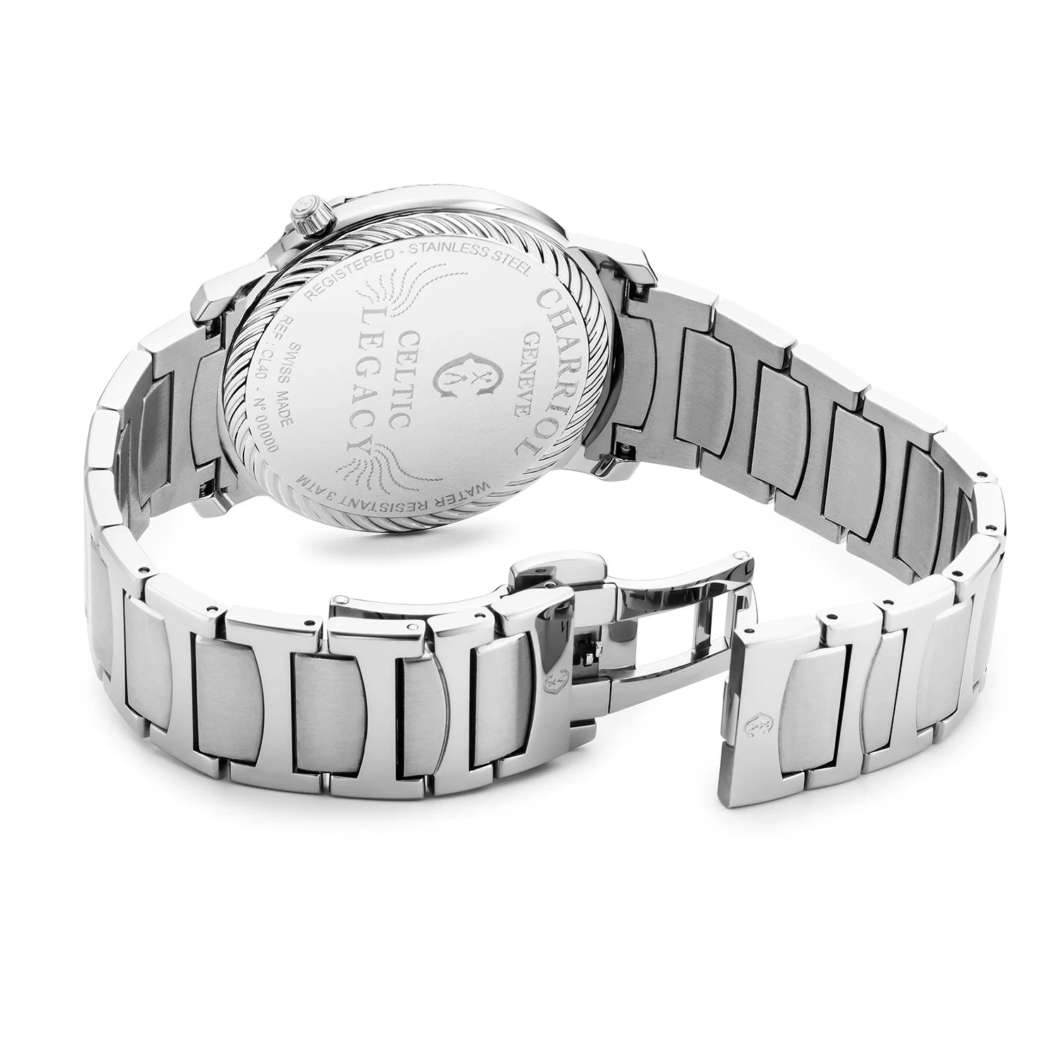 CELTIC LEGACY, 40MM, KUWARTS KALIBRE, ASUL NA "CLOUS DE PARIS" DIAL, BAKAL BEZEL, BAKAL BRACELET - Charriol Geneve - Panoorin