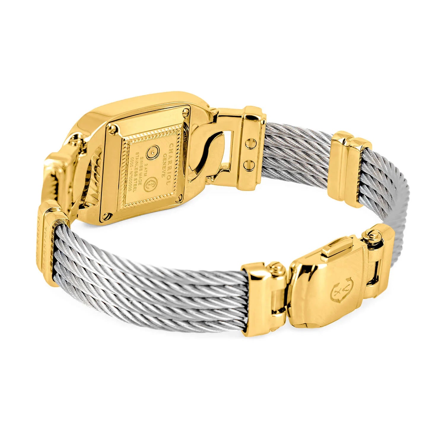 MARINER, 20MM, QUARTZ CALIBRE, STEEL YELLOW GOLD PVD CASE, BLACK MOTHER-OF-PEARL WITH 2 DIAMONDS DIAL, STEEL CABLE BRACELET - Charriol -  Watch