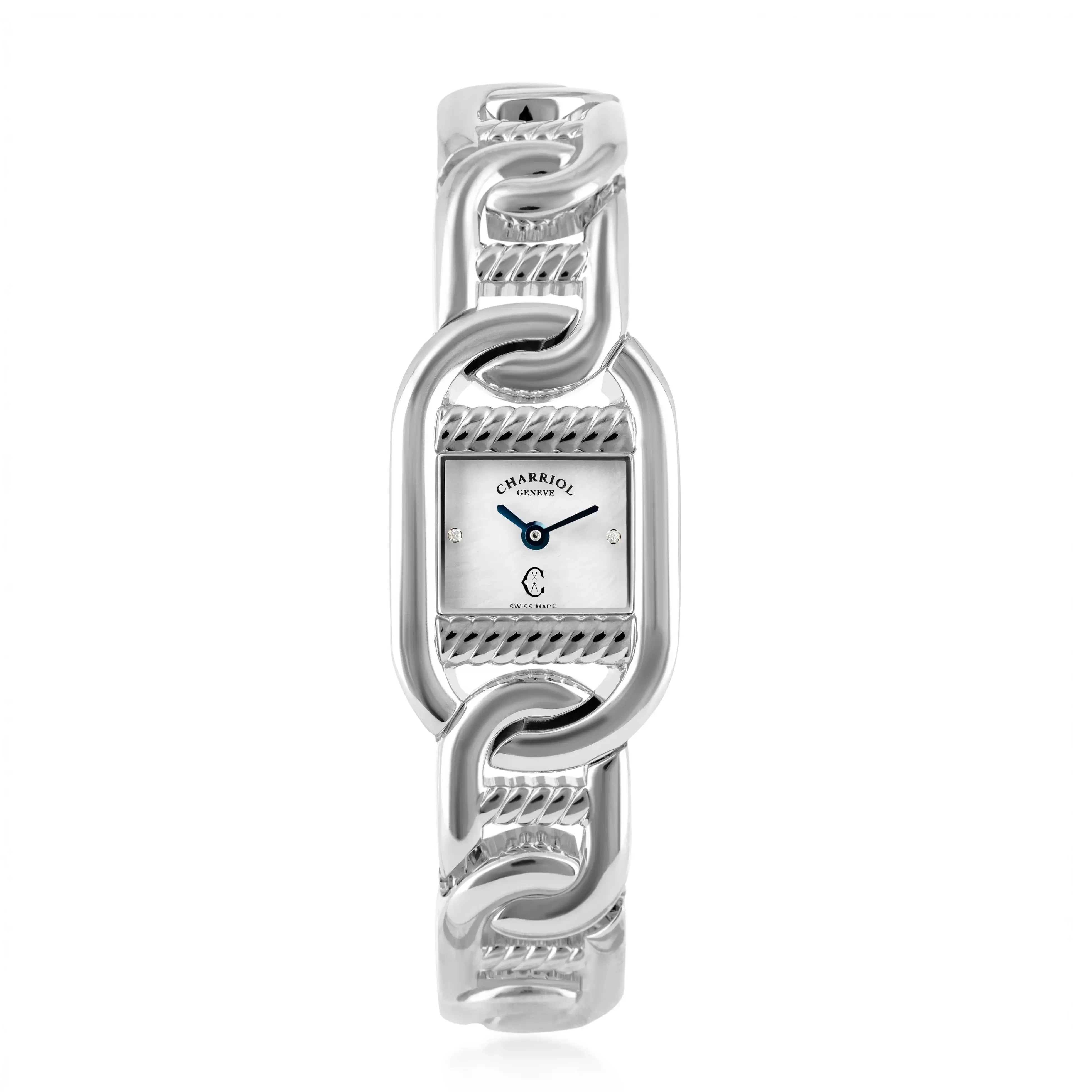 MARINER, 20MM, QUARTZ CALIBRE, STEEL CASE, WHITE MOTHER-OF-PEARL WITH 2 DIAMONDS DIAL, STEEL LINKS BRACELET