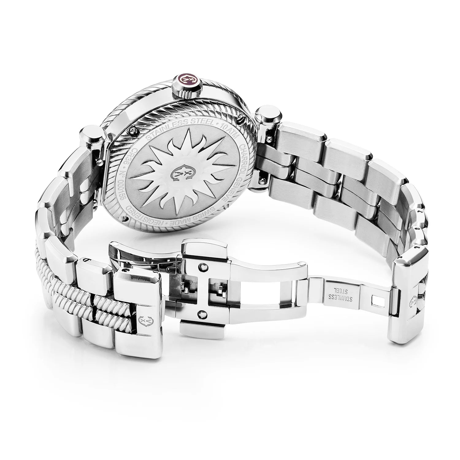 St Tropez Cruise 36mm Awtomatikong Panoorin ang Light Grey Bracelet, Light Grey & 2 Screws Bezel at White MOP Dial - Charriol Geneve - Panoorin