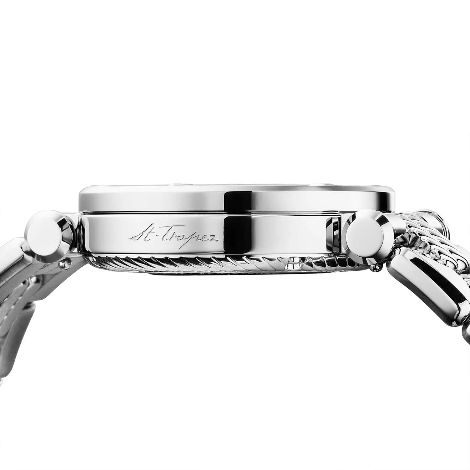 NAVIGATOR CRUISE, 36MM, CHARRIOL SKELETON AUTOMATIC CALIBRE, CRYSTAL WITH 12 DIAMONDS INDEX INNER RING DIAL, STEEL WITH 30 FULLCUTS DIAMONDS & 6 DIAMONDS, METAL INTERCHANGEABLE BRACELET - © 2024 Charriol -  Watch