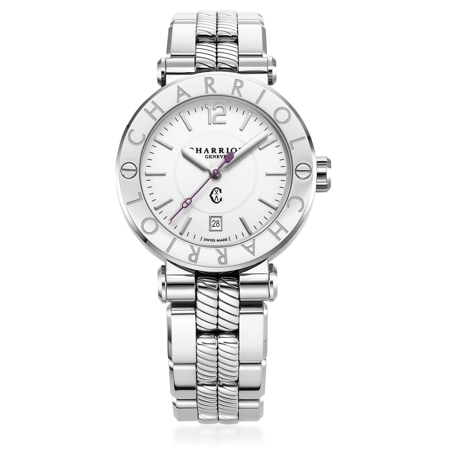 NAVIGATOR CRUISE, 41MM, AWTOMATIKONG KALIBRE, PUTING DIAL, "CHARRIOL CHARRIOL" BEZEL, BAKAL MAPAGPAPALIT BRACELET - Charriol Geneve - Panoorin
