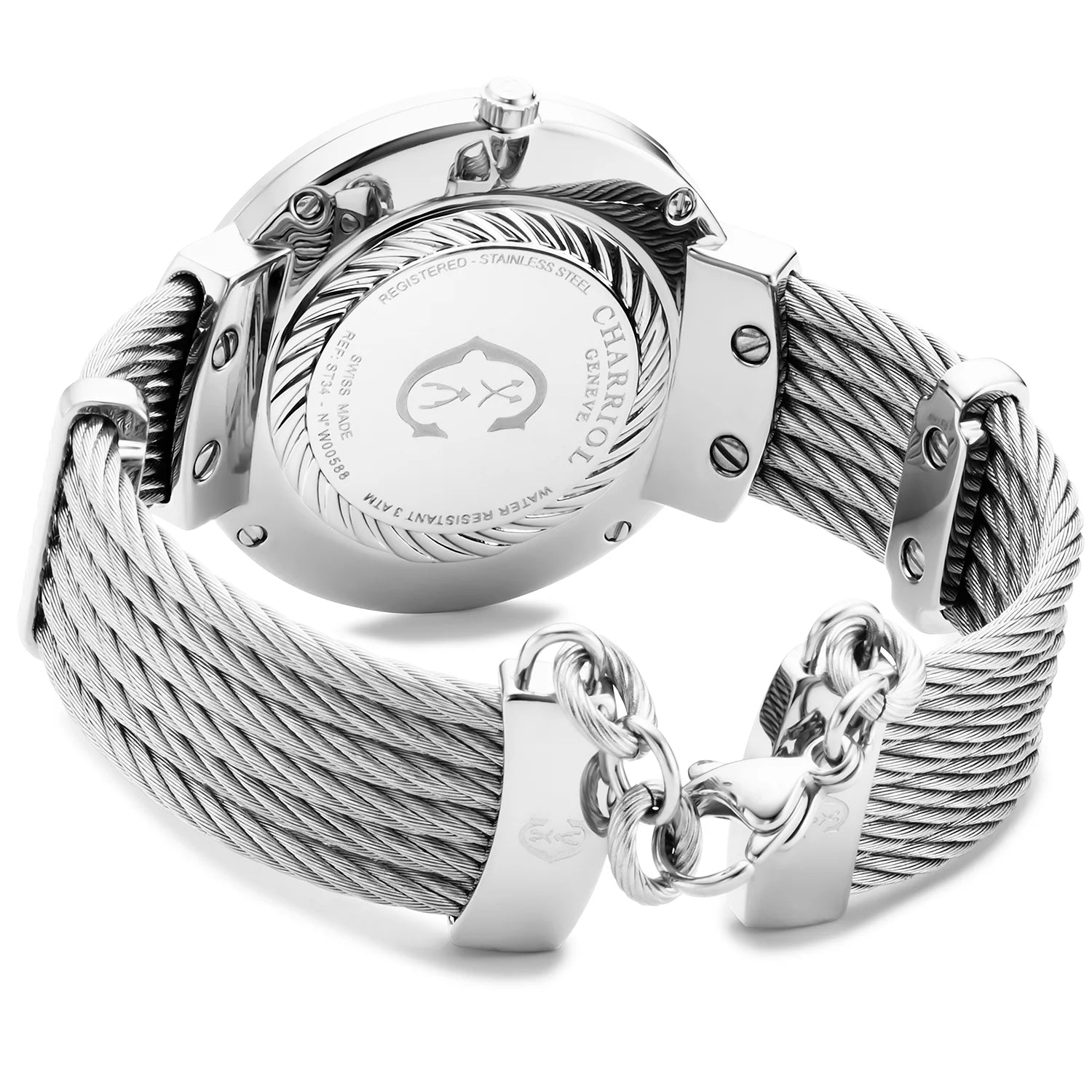 SLIM, 34MM, QUARTZ CALIBRE, INA NG PERLAS NA MAY 12 DIAMONDS DIAL, "CHARRIOL CHARRIOL" BEZEL, STEEL CABLE BRACELET - Charriol Geneve - Panoorin