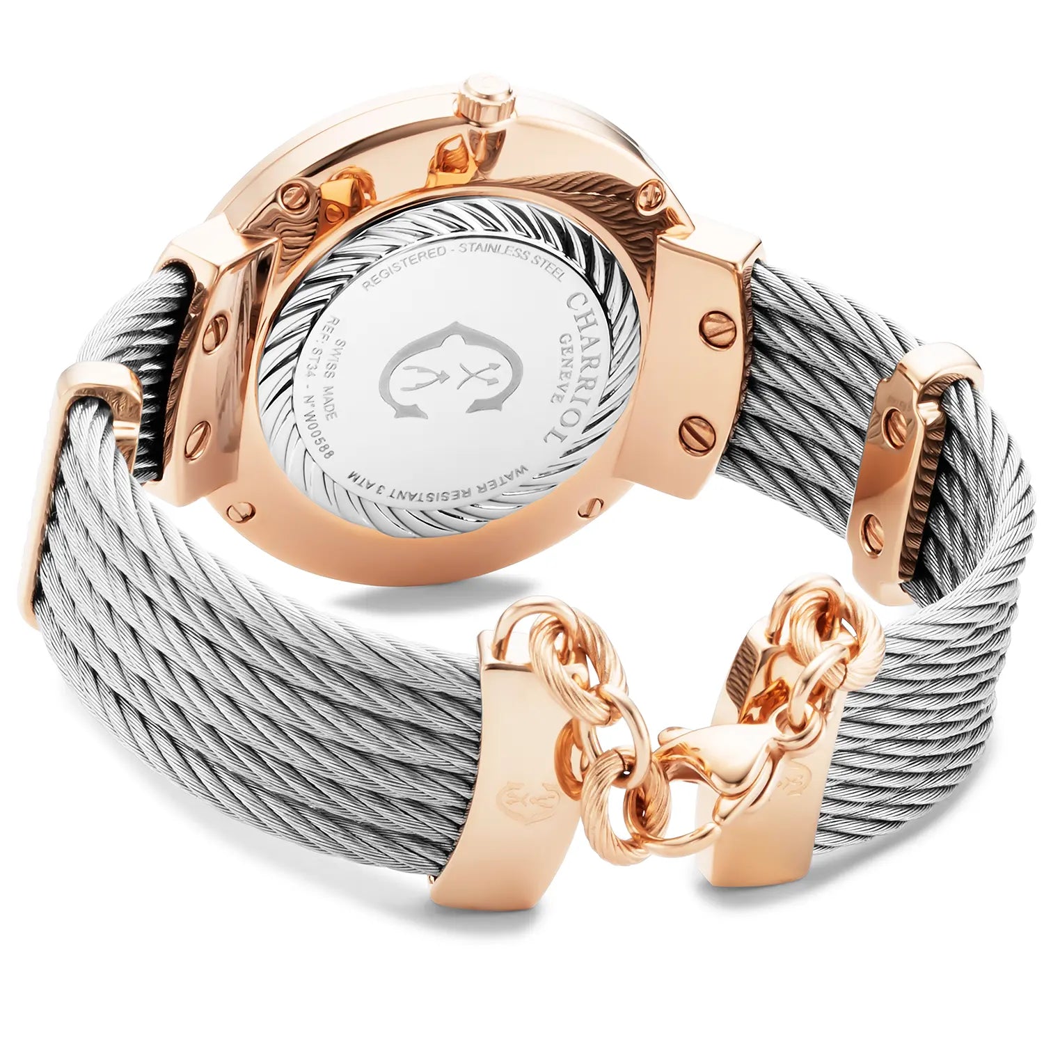 SLIM, 34MM, QUARTZ CALIBRE, INA NG PERLAS NA MAY 12 DIAMONDS DIAL, "CHARRIOL CHARRIOL" BEZEL, STEEL CABLE BRACELET - Charriol Geneve - Panoorin