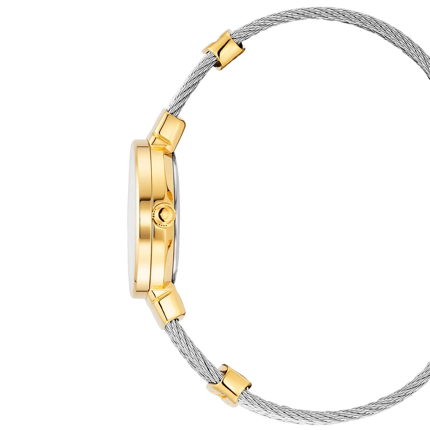 ST TROPEZ, 25MM, KUWARTS KALIBRE, INA-NG-PERLAS NA MAY 11 DIAMONDS DIAL, DILAW NA GINTO PVD BEZEL, BAKAL CABLE BRACELET - Charriol Geneve - Panoorin