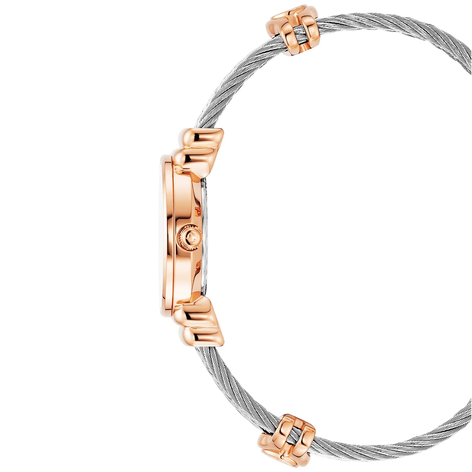 St Tropez Icon 24.5mm Panoorin ang Rose Gold PVD, Steel Cable, Charriol Bezel at 12 Diamonds Pink MOP Dial - Charriol Geneve - Panoorin