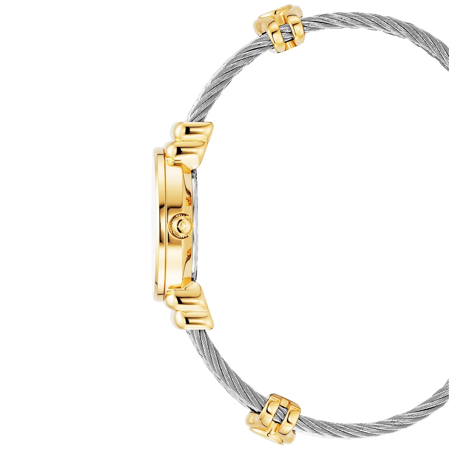 St Tropez Icon 24.5mm Panoorin ang Dilaw na Ginto, Steel Cable, Roman Number Bezel at 12 Diamonds Pink MOP Dial - Charriol Geneve - Panoorin