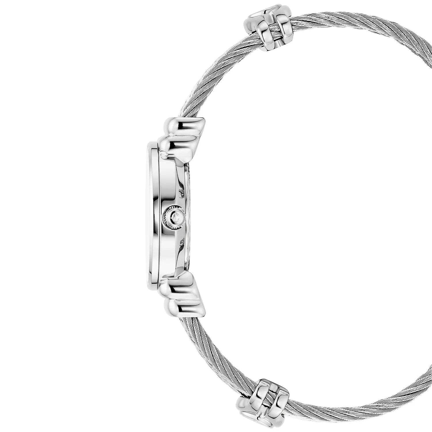 St Tropez Icon 24.5mm Watch Hindi kinakalawang na asero, Steel Cable, 8 Diamonds Bezel at White MOP Dial - Charriol Geneve - Panoorin