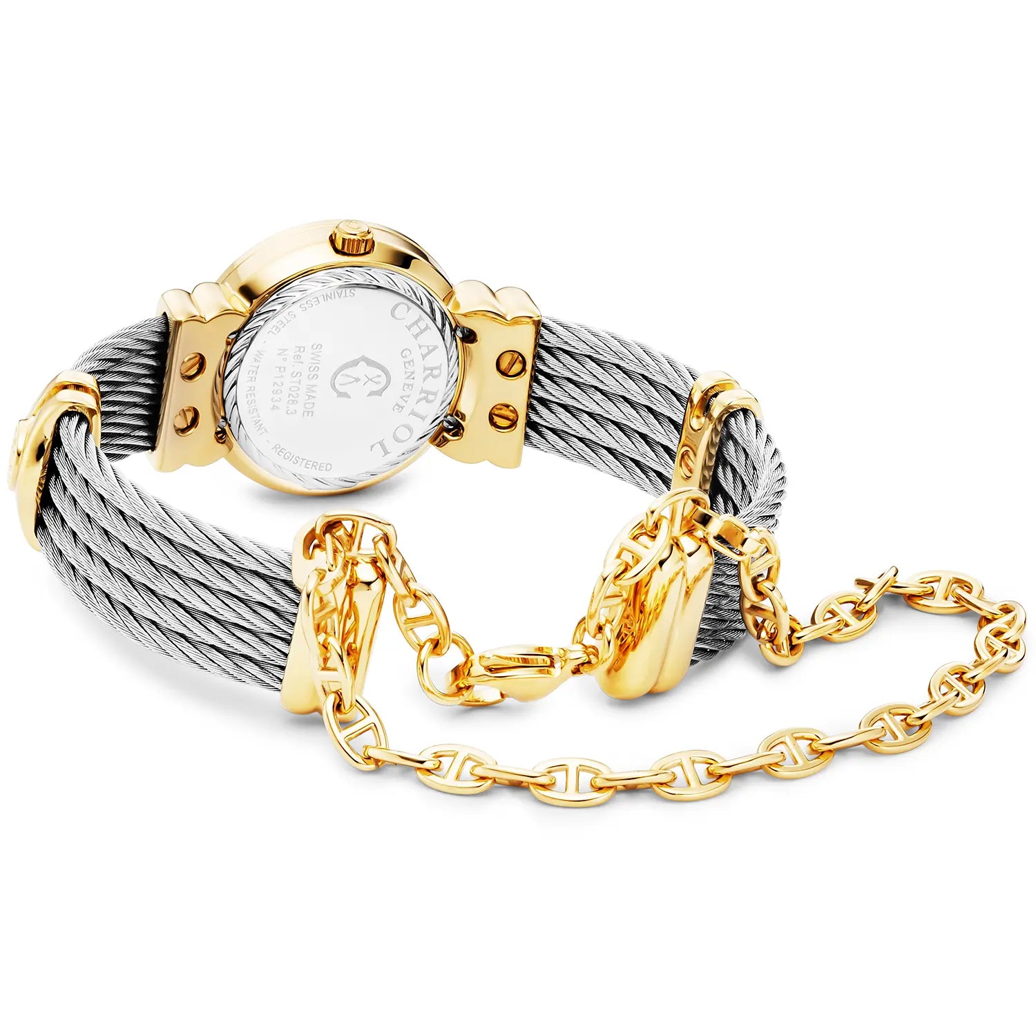 St Tropez icon panoorin dilaw na ginto PVD at bakal - Charriol Geneve - Panoorin