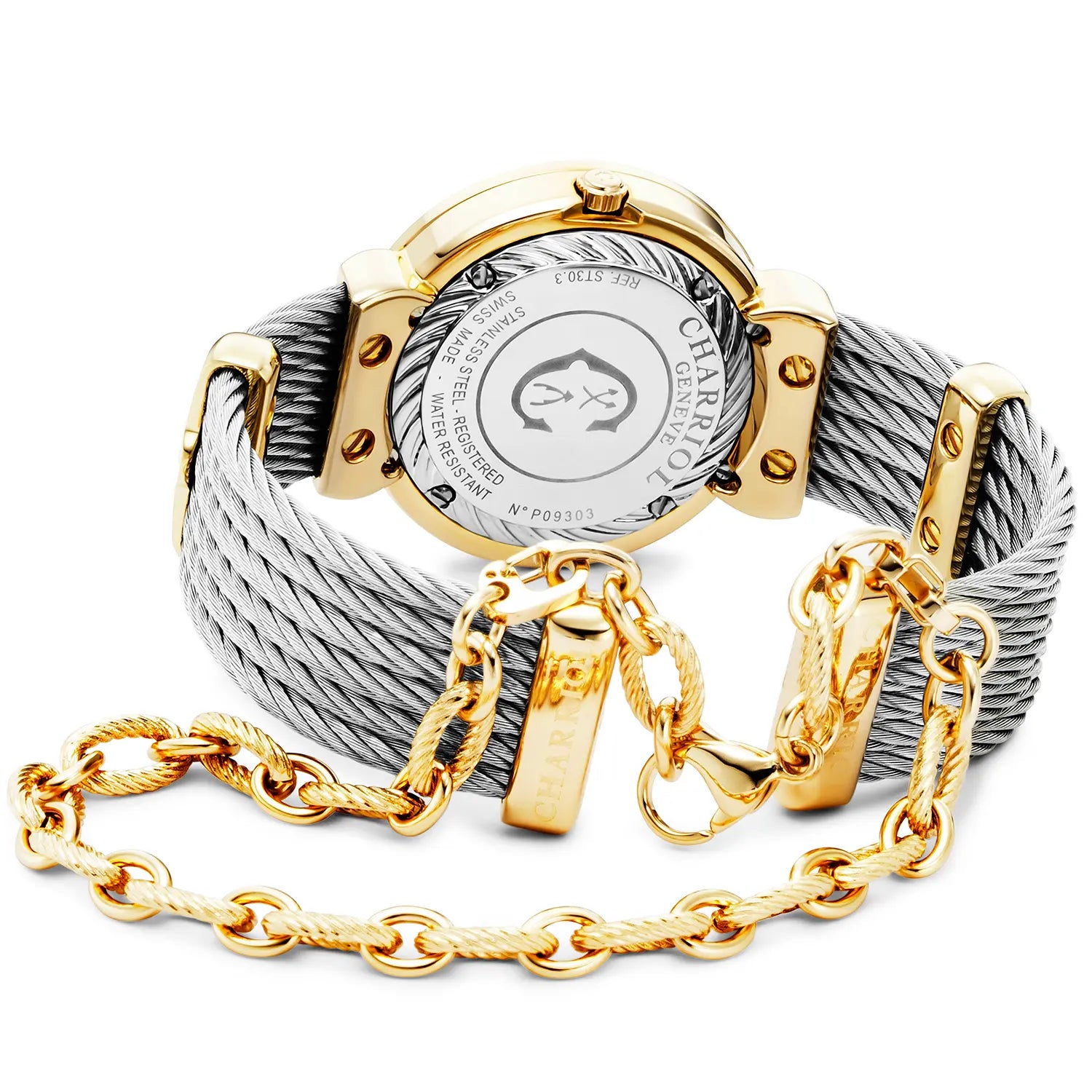 ST TROPEZ ICON, 30MM, KUWARTS KALIBRE, INA-NG-PERLAS HIBISCUS DIAL, INA-NG-PERLAS NA MAY 8 DIAMONDS BEZEL, BAKAL CABLE PULSERAS - Charriol Geneve - Panoorin