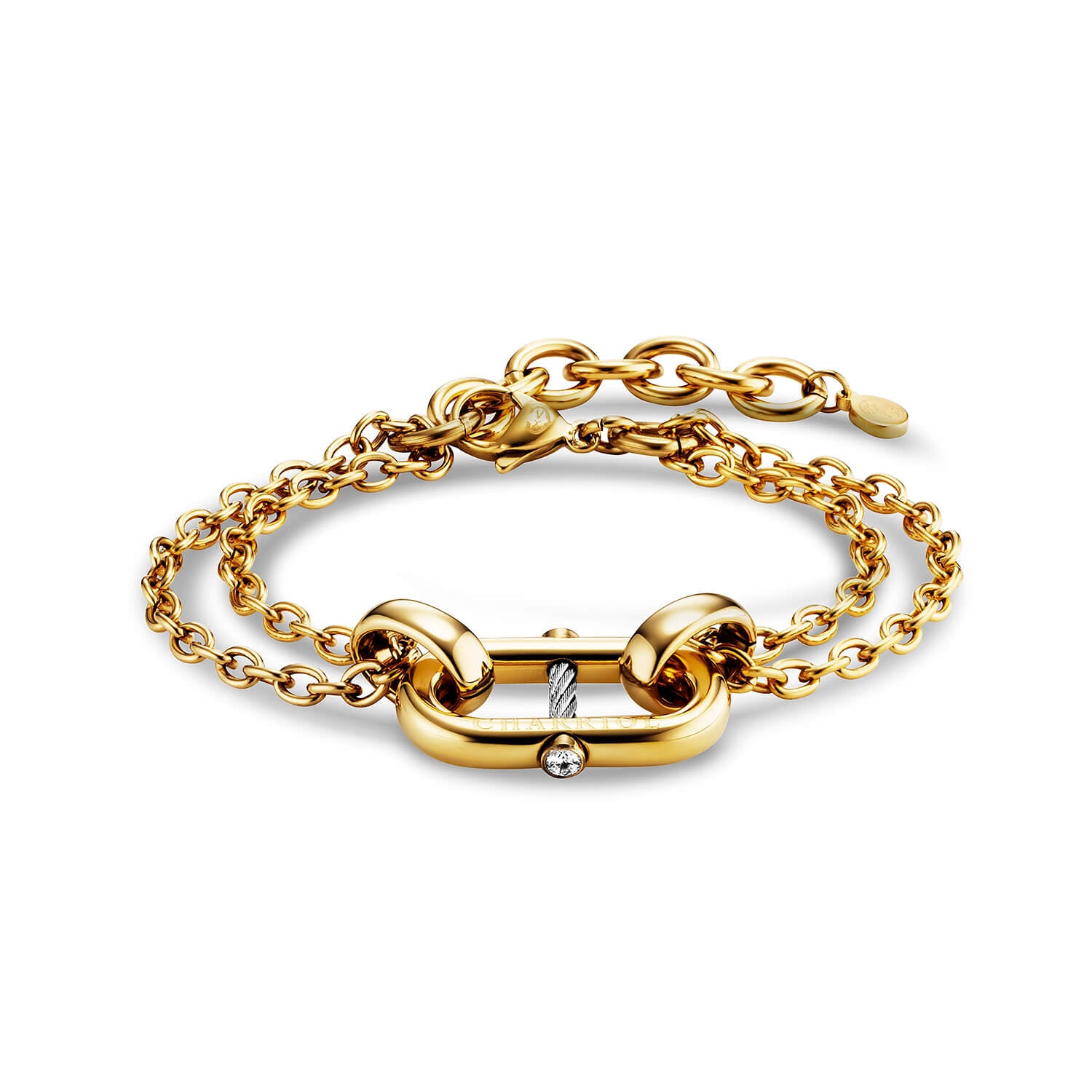 Steel_Yellow Gold Link sa 2 Zirconias