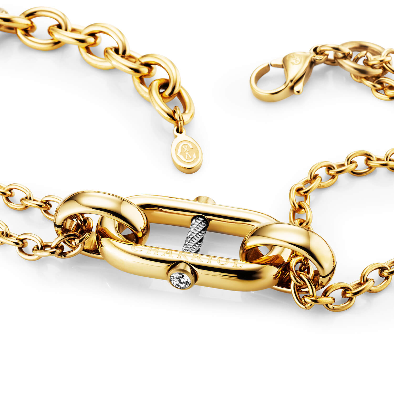 Steel_Yellow Gold Link sa 2 Zirconias