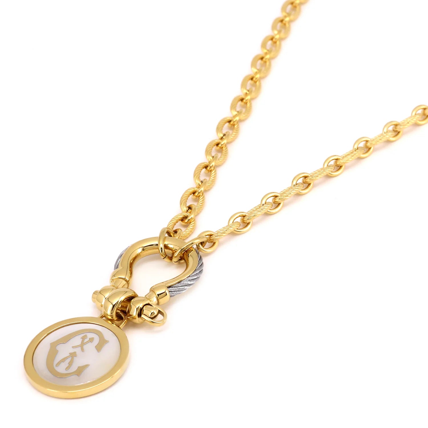 Steel_Yellow Gold na may 2 Zirconias_50cm hanggang 55cm