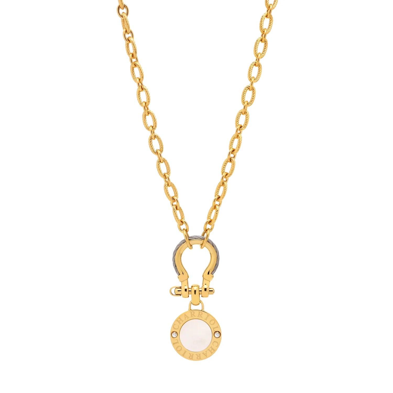 Steel_Yellow Gold na may 2 Zirconias_50cm hanggang 55cm